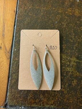 Silver Glitter Teardrop Dangle Earrings - Women Jewelry